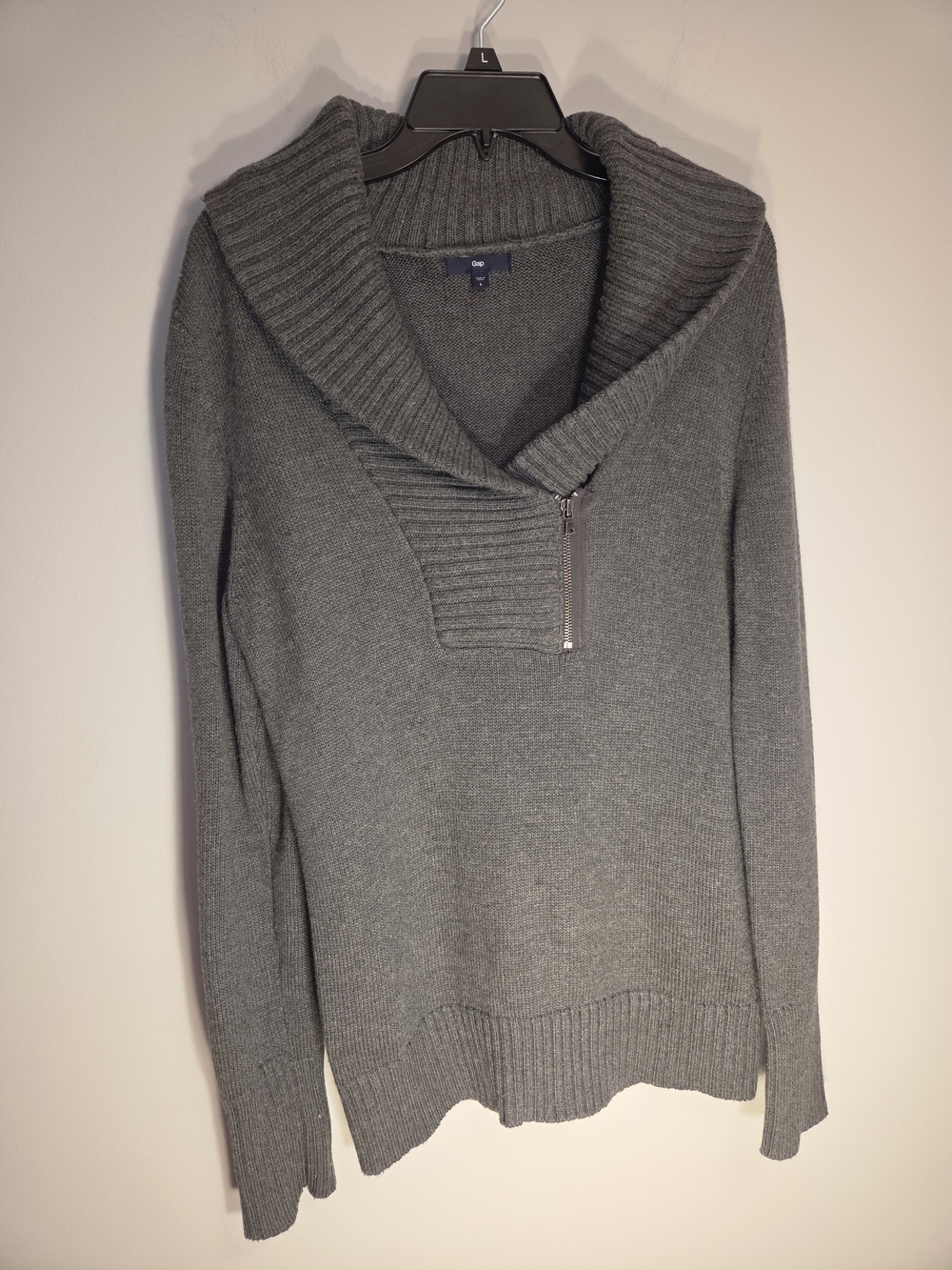 GAP Gray Shawl-Collar Half-Zip Sweater